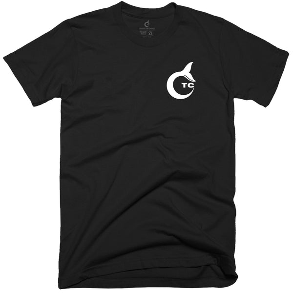 Black (front) tee with Conquer The Complex (CTC) Logo on left chest